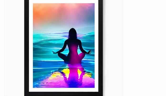 yoga pose with water reflection art print